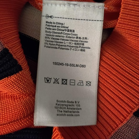 Scotch & Soda Orange Knit Striped Top Sz Small - Picture 12 of 16